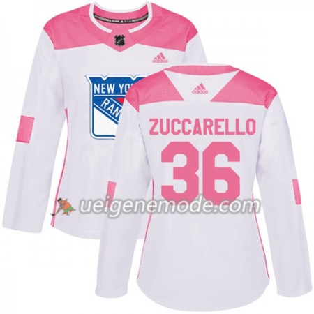 Dame Eishockey New York Rangers Trikot Mats Zuccarello 36 Adidas 2017-2018 Weiß Pink Fashion Authentic